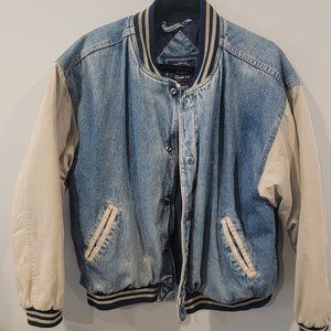 Vintage Route 66 Jean Jacket with Tan Sleeves